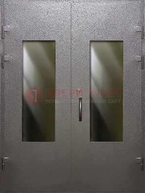 Серая тамбурная дверь со стеклянными вставками ДТМ-8 в Электрогорске