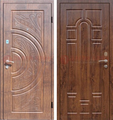 Металлическая дверь с виноритом в цвете Итальянский орех и МДФ ДВТ-106 в Волжском