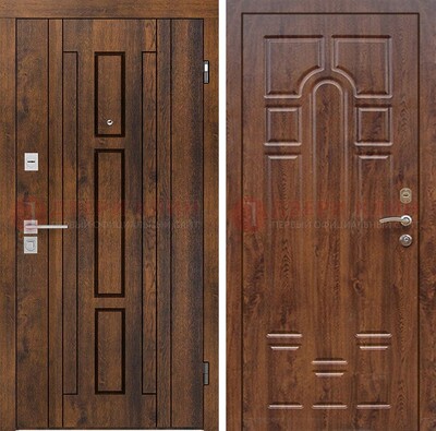 Стальная коричневая дверь с МДФ и коричневой МДФ внутри ДМ-1388 в Электрогорске