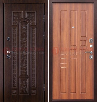 Темная металлическая дверь с виноритом и узором ДВТ-224 в Электрогорске