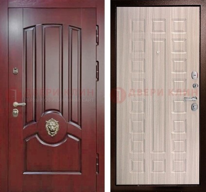 Темно-красная входная дверь с виноритом ДВТ-234 в Электрогорске
