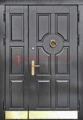 Черная металическая дверь с виноритом для дома ДВТ-241 в Павловском Посаде