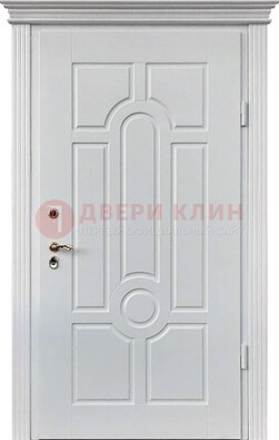 Белая уличная дверь с виноритом для дома ДВТ-247 в Электрогорске