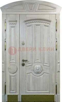 Светлая двухстворчатая дверь с виноритом на улицу ДВТ-258 в Электрогорске