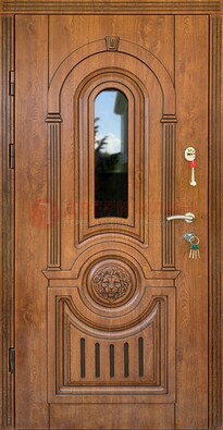 Классическая стальная дверь Винорит со стеклом и узором ДВТ-261 в Твери
