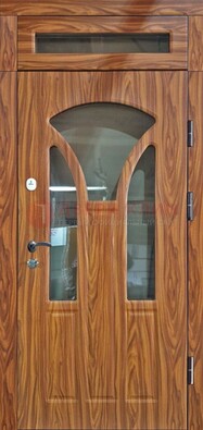 Коричневая классическая входная дверь с виноритом ДВТ-66 в Павловском Посаде