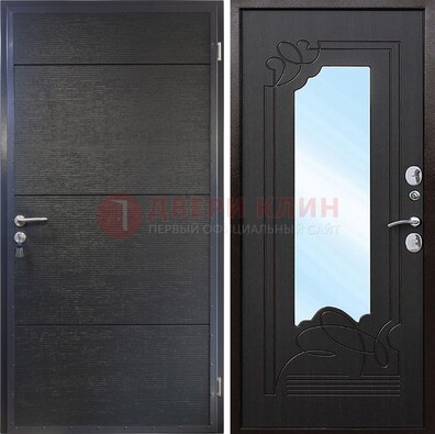 Темная Железная дверь c виноритом и МДФ с зеркалом ДЗ-119 в Сертолово