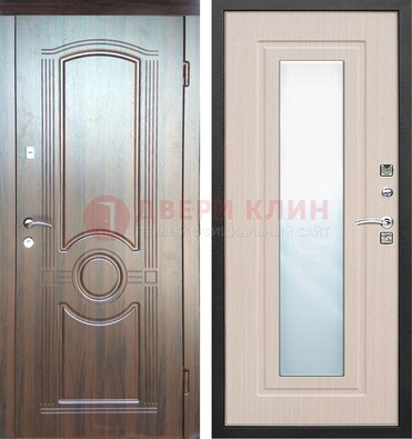 Светло-коричневая дверь c виноритом с узором и филенчатой МДФ ДЗ-120 в Электрогорске