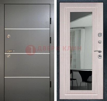 Черная металлическая дверь с зеркалом ДЗ-12 в Электрогорске