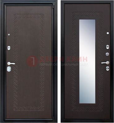 Темная стальная дверь с зеркалом ДЗ-20 в Электрогорске