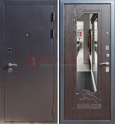 Черная входная дверь с зеркалом МДФ внутри ДЗ-29 в Электрогорске