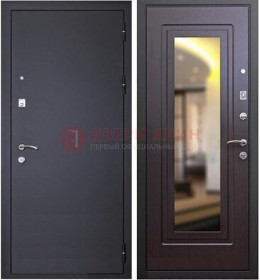 Черная железная дверь с зеркалом ДЗ-30 в Электрогорске