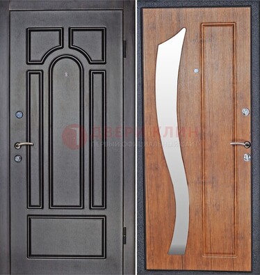 Темная железная дверь с зеркалом ДЗ-35 в Электрогорске