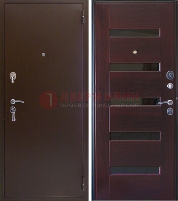 Темная железная дверь с зеркалом ДЗ-42 в Люберцах