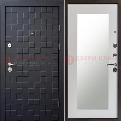 Черная стальная дверь МДФ и зеркалом ДЗ-50 в Электрогорске