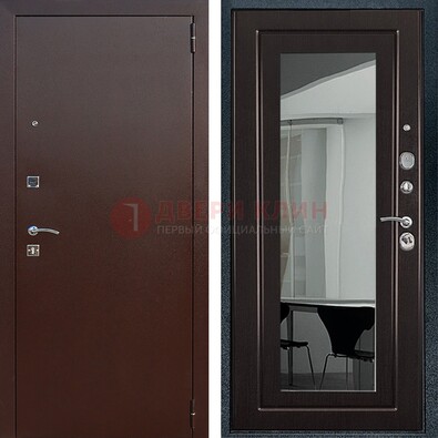 Металлическая дверь с порошковым напылением с МДФ и зеркалом ДЗ-61 в Люберцах