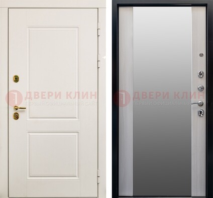 Белая стальная дверь с большим зеркалом ДЗ-73 в Электрогорске