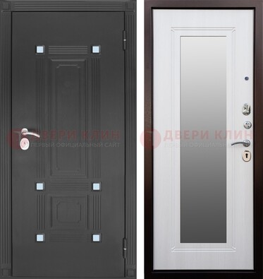 Стальная черная дверь МДФ с зеркалом ДЗ-76 в Электрогорске