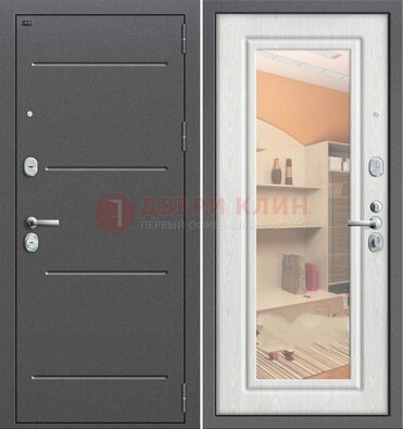 Серая металлическая дверь с зеркалом ДЗ-7 в Электрогорске